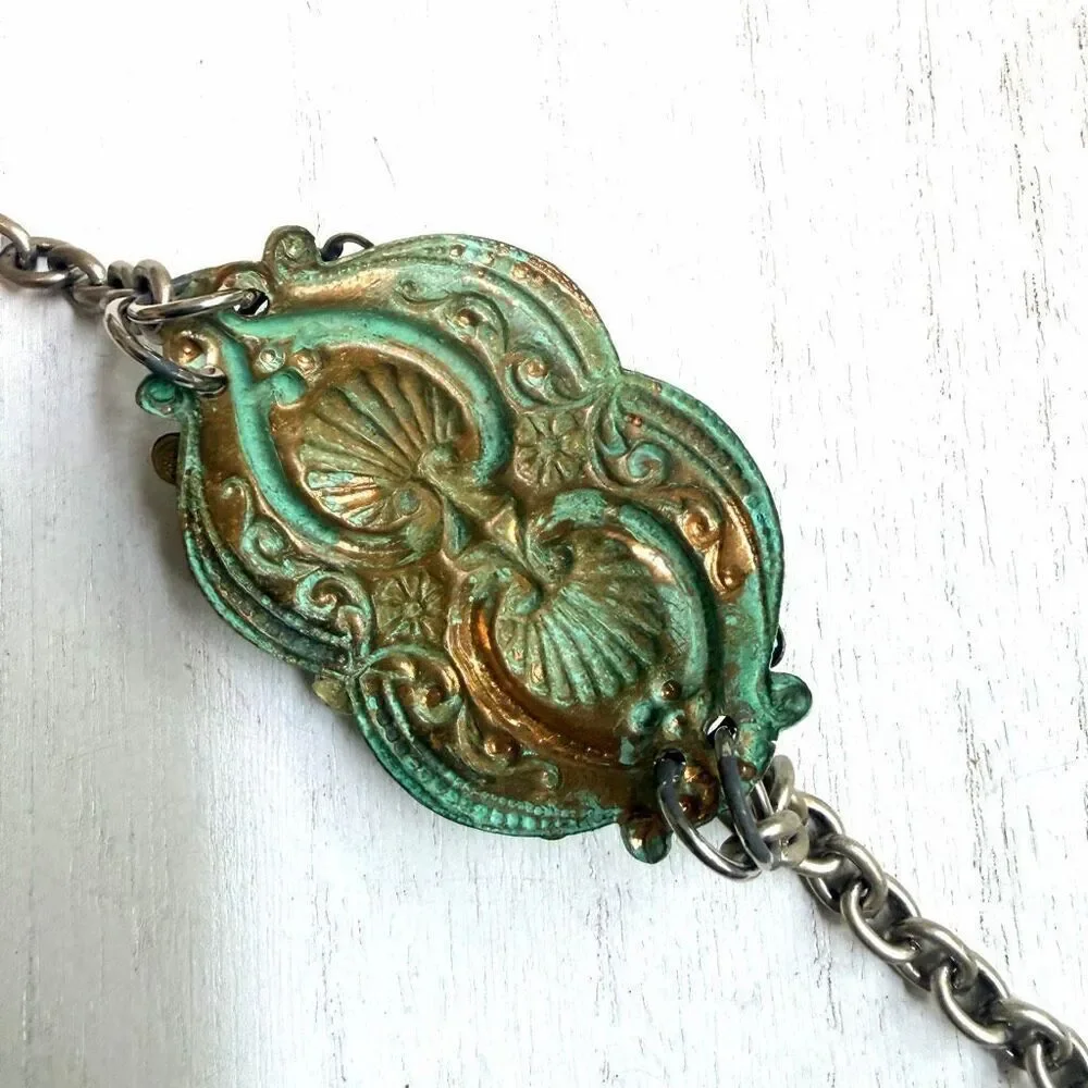 Artisan Mixed Metal Crown Statement Bracelet